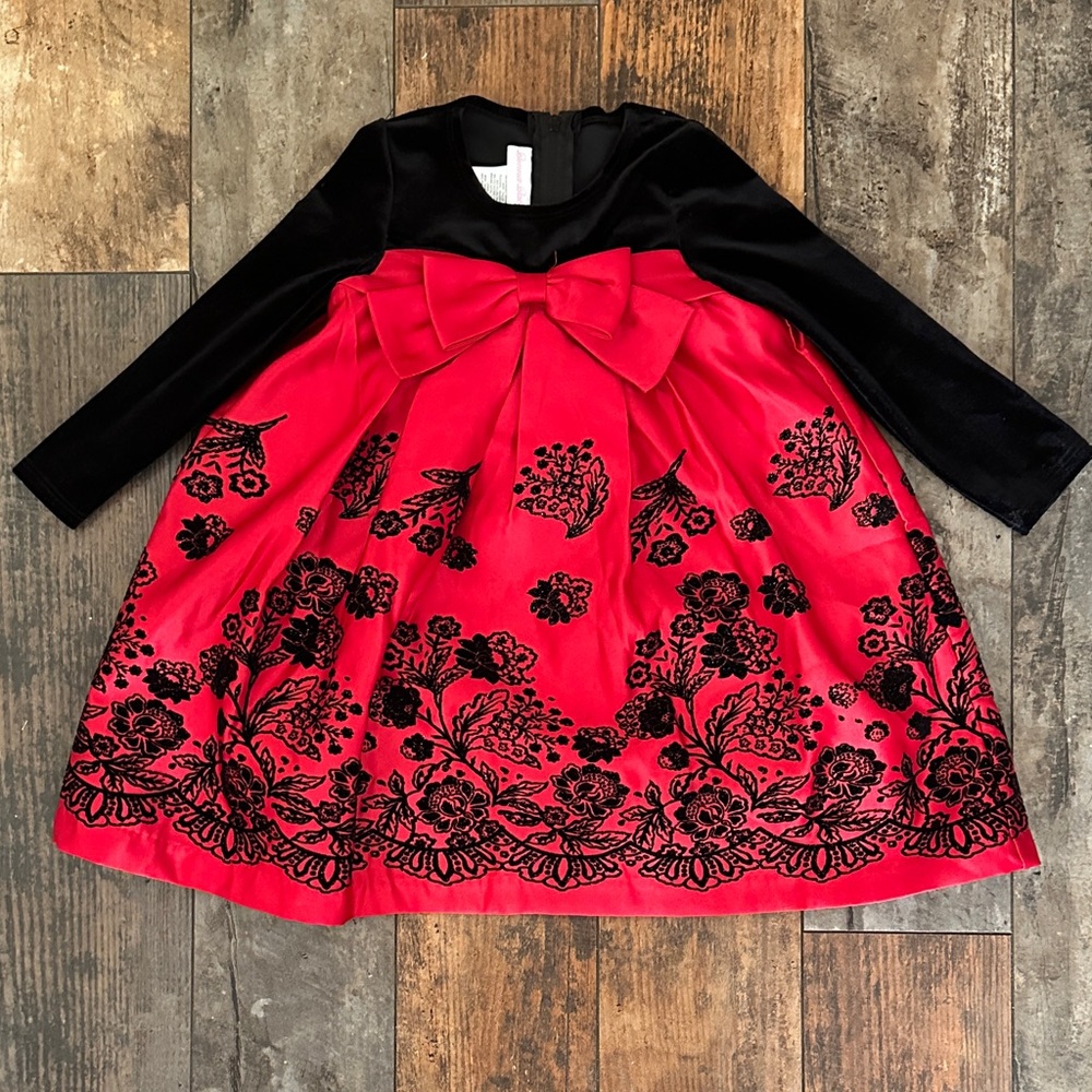 Bonnie Baby Red and Black Floral Dress